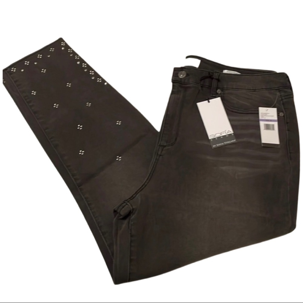 Sofia Vergara Rosa High Rise Curvy Ankle Studded Jeans Size 20